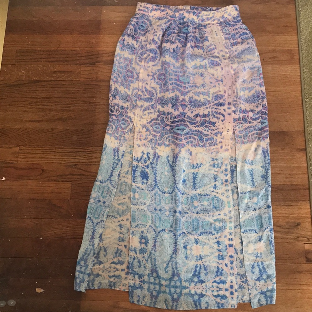 Anthropologie (Maeve) silk maxi skirt with slits